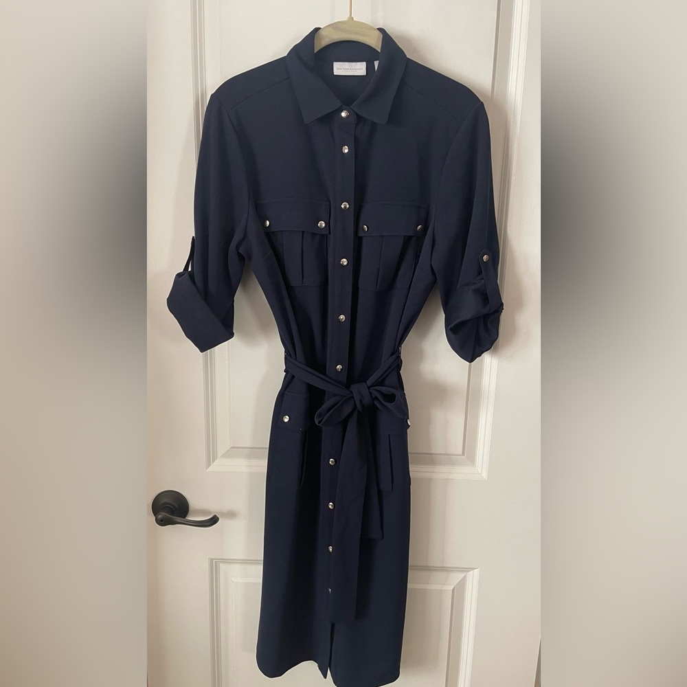 New York & Company Dark Blue Long Sleeve Dress